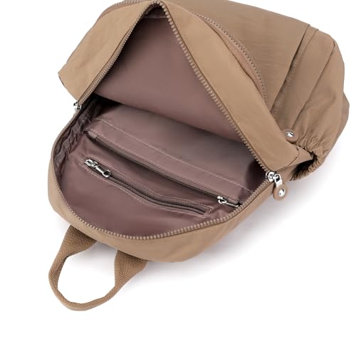 Tanweibago Mini Nylon Women Backpacks,11L Small Ladies backpacks Casual Lightweight Women Shopping Travel Daypack (Beige) - color: Beige