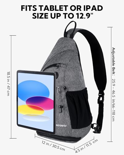 WATERFLY Sling Bag Sling Backpack Small Crossbody Shoulder Bag for Men Women Traveling Cycling Hiking Daypack - color: Grey