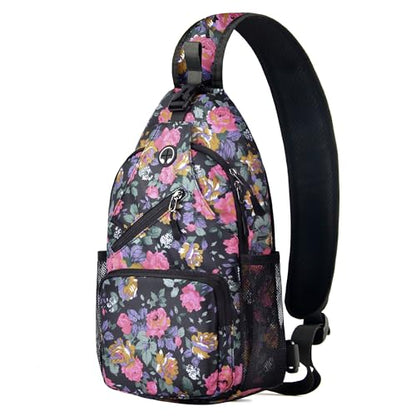 Javolto Crossbody Sling Bag,Small Backpack Men,Hands-Free Shoulder Daypack - color: Flower
