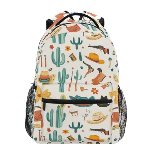 Sport Backpack for Unisex Adult Waterproof Diaper Bag Backpack with Chest Strap for Business Work College Travel Trip Western Cowboy Cactus Hat West Ranch - color: Multicolor11