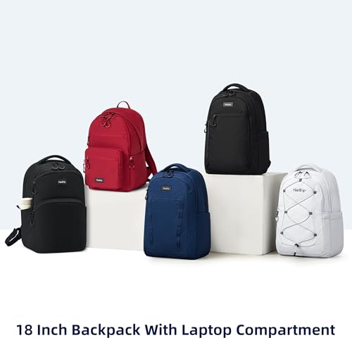 HanTrip Travel Laptop Backpack Carry On, 18 Inch Large Work Backpack School Book Bags, Light Water Resistant Backpacks for Women Men with Luggage Strap Water Bottle Pocket Chest Strap, Navy Blue - color: Navy Blue-1