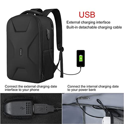 MOSISO 15.6-16 inch 35L Laptop Backpack with USB Charging Port for Women Men, Waterproof Hardshell Travel Business Computer Bag, Anti-Theft Daypack with Luggage Strap, Black - color: Black