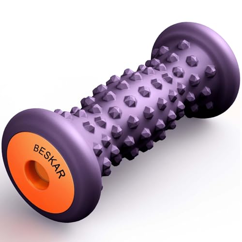 BESKAR Foot Massage Roller for Relief Plantar Fasciitis, Foot Reflexology Tool Pressure Point Massage Roller, Deep Tissue Massage for Relieving Feet Arch Heel Pain, Myofascial Pain Syndrome - color: Grape