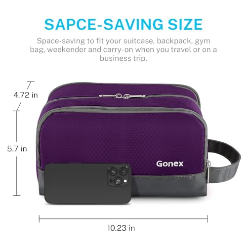 Gonex Travel Toiletry Bag Nylon, Shaving Bag Toiletry Organizer Deep Purple - color: Deep Purple