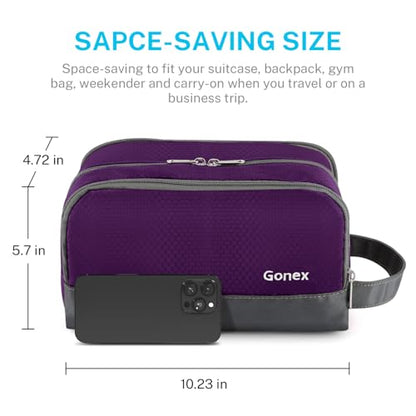 Gonex Travel Toiletry Bag Nylon, Shaving Bag Toiletry Organizer Deep Purple - color: Deep Purple