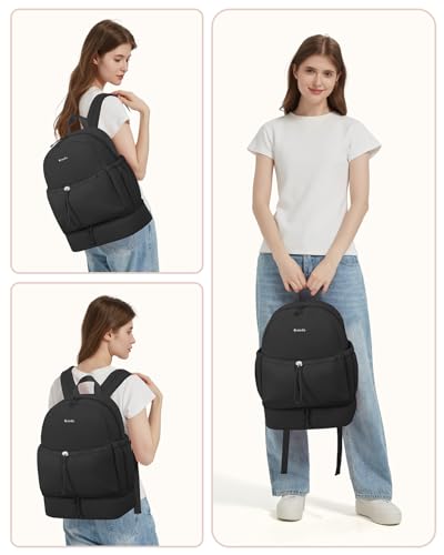 Ceneda Gym Backpack for Women, Cute Gym Bag with Shoe Compartment, Wet Pocket & Cup Holder, Puffer Dance Cheer Backpack - color: Black, style: Taslon