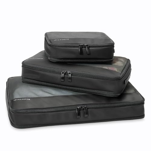 Briggs & Riley Compression Packing Cube Set for Women & Men - Bag Organizer for Checked Suitcase & Luggage, Pack Accessories for Vacation - 3-Piece, Black - color: Black, size: Checked