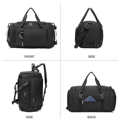 Gym Bags for Women Sports Backpack with Shoe Compartment & Wet Pocket Duffel Bag Carry On Weekender Bag Fitness Travel - color: Black