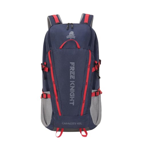 Bseash 45L Waterproof Hiking Camping Backpack with Rain Cover, Outdoor Sport Travel Bag Daypack for Climbing Skiing Cycling (Navy Blue) - color: Navy Blue