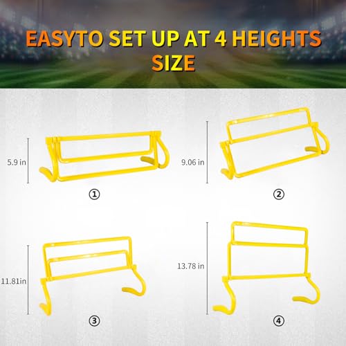 4 Height Adjustable Speed Training Hurdles Fitness & Speed Training Equipment - color: Set of 10