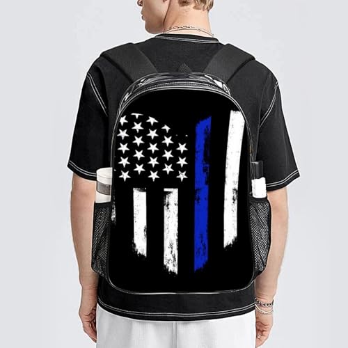 Backpack Lightweight Anti-Theft Multipurpose American Thin Blue Line Flag Police Love Heart Black Shoulder Bag Large Capacity Travel Hiking Backpack With Padded Straps - color: Pattern 203