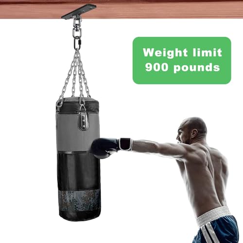 Dolibest Heavy Bag Hanger, Wall Ceiling Mount Hook 360° Rotation Wood Beam Holder Body Weight Strength Training Systems, Wood Beam Holder with Spring and 1 Carabiner, 5Wood Screws for Wooden Sets - color: Heavy Bag Hanger With Carabiner