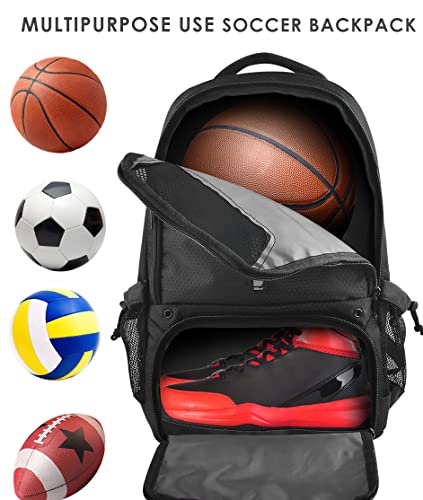 BROTOU Basketball Backpack, Large Basketball Bag with Shoes and Ball Compartment, Soccer Backpacks for Basketball/Volleyball - color: Black