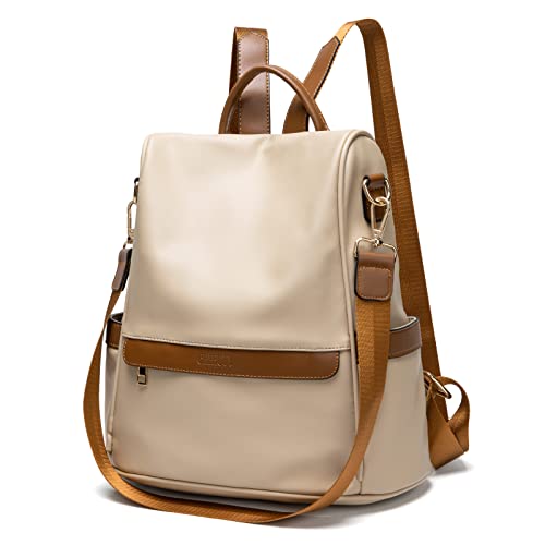 CHERUTY Women Backpack Purse PU Leather Anti-theft Casual Shoulder Bag Fashion Ladies Satchel Bags - color: 1-9 Beige Brown, size: Medium