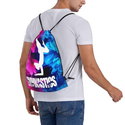 Gymnastics Drawstring Backpack Light Gym String Bag Pink Water Resistant Sackpack Sport Yoga Daypack For Womens Mens - color: Gymnastics1