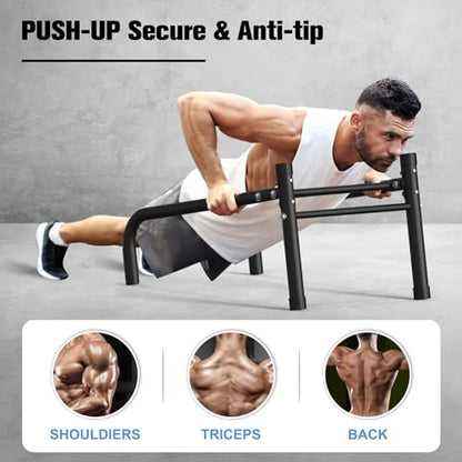 RELIFE REBUILD YOUR LIFE Dip Station Functional Heavy Duty Dip Stands Fitness Workout Dip bar Station Stabilizer Parallette Push Up Stand - color: Black-02