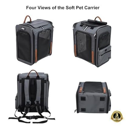 EliteField Deluxe Backpack Pet Carrier (3 Year Warranty, Airline Approved), Travel Soft-Sided Carrier Bag for Dogs, Cats & Small Pets - color: Gray, size: 15.0"L x 13.5"W x 9.0"H
