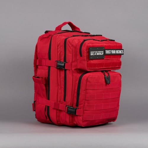 WOLFpak 35L Athletic Gym Backpack - Durable 1000D Waterproof Oxford Material with MOLLE Webbing, Laptop Pocket & Dual Cup Holders, Durable Fitness/Travel/Military Daypack (Elite Red) - color: Elite Red