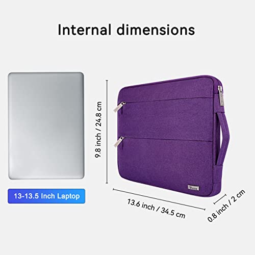 Voova Laptop Sleeve Carrying Case 13 13.6 Inch Compatible with MacBook Air 13 M1/M2/M3/M4, MacBook Pro 13/14, IPad Pro 13, Waterproof Slim Computer Cover Bag, Purple - color: Purple, size: 12.6-13.6 Inch