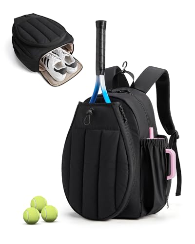 BAGSMART Tennis Gym Bag for Women, 3-in-1 Sports Duffle Sling Backpack | Fits 40oz Tumblers, 15.6" Laptop & Shoes, Converts to a Gym Duffle, Travel Sling, or Court Backpack for 2 Rackets/Paddles - color: E-Jet Black, size: Tennis Backpack