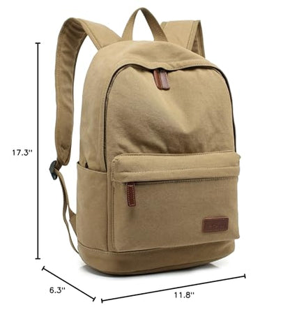 kayond Casual Style Lightweight canvas Laptop Bag/Durable Travel backpacks/Rucksack for Men&Women/Fashion Backpack Fits 15 inch Notebook (Khaki) - color: Khaki