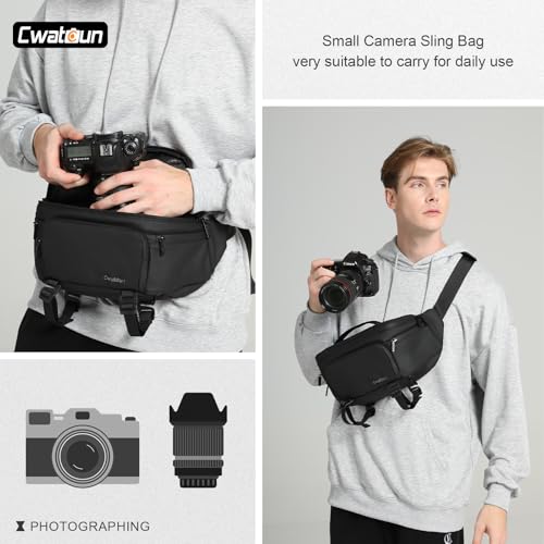 Cwatcun Waterresist Camera Waist Pack，Compact Crossbody Sling Bag for DSLR/SLR/Mirrorless Cameras - size: Large