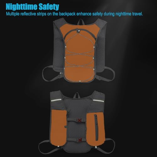 Travel Hiking Cycling Lightweight Backpack Adjustable shoulder straps, Running Hydration Vest for Outdoor Trail for Men Women-Orange