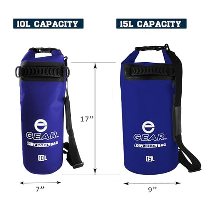Enthusiast Gear Insulated Dry Bag Floating Cooler – 10L / 15L / 25L Roll Top, Leak Proof, Waterproof, Collapsible, with Padded Shoulder Strap - Perfect for Kayaking Fishing Beach - color: Dark Blue, size: 15 Liter