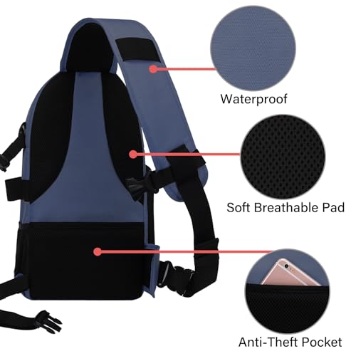 MOSISO Camera Sling Bag, DSLR/SLR/Mirrorless Camera Case Shockproof Photography Camera Backpack with Tripod Holder & Removable Modular Inserts Compatible with Canon/Nikon/Sony/Fuji, Steel Blue - color: Steel Blue