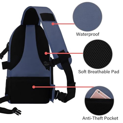 MOSISO Camera Sling Bag, DSLR/SLR/Mirrorless Camera Case Shockproof Photography Camera Backpack with Tripod Holder & Removable Modular Inserts Compatible with Canon/Nikon/Sony/Fuji, Steel Blue - color: Steel Blue