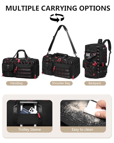 MCBD Gym Bags for Men & Women, 45L Travel Duffle Sports Backpack with Shoes & Laptop Compartment, Large Workout Carry On Bag Weekender Overnight Tote, Black - color: Black