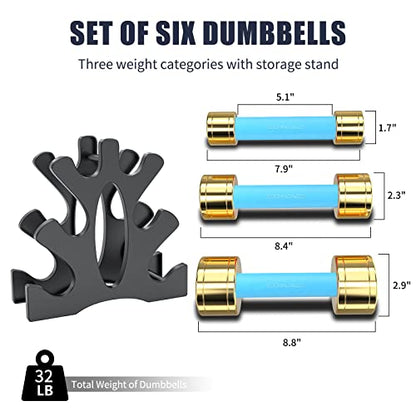 TECHNOAGE Round Dumbbell Sets with Steel Handle, Odorless Neoprene rubber Handle Cover - color: Blue