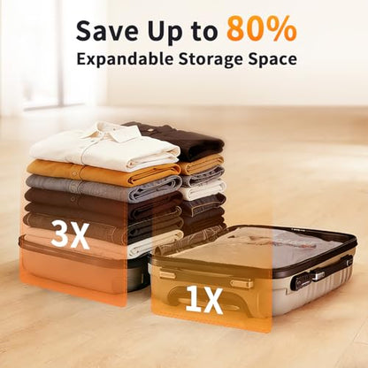 24 Inch Vacuum Storage Bags, Travel Vacuum Bags with Rechargeable Wireless Pump, Vacuum Seal Bags for Clothing, Luggage, Blankets, Bedding, Space Saver Compression Bag for Travel, Large Items (8 Pack) - size: 8 Medium Size
