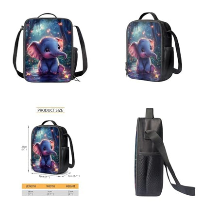 Cute Elephant Backpack for Kids Girls Backpack with Lunch Box Water Bottle Holder with Strap and Soft Pencil Case 4PCS Set Elementary Bookbag with Front Pocket 17 inch Sturdy School Bag - color: Little Elephant