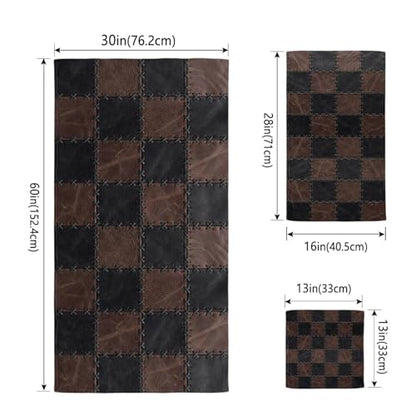 Black Brown Checkered Bath Towels Set of 3 for Bathroom,Soft Absorbent Shower Beach Hand Face Hair Yoga Workout Gym Towel Dish Wahcloth,Modern Farmhouse Plaid Wooden Quick Dry Bath Towels+Set - color: Brown, Bronze, Black