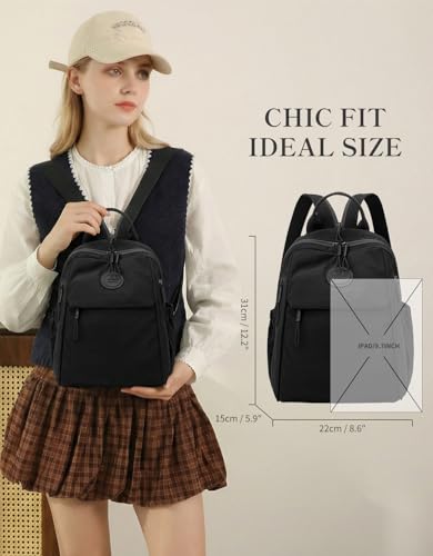 Mini Backpack for Women Nylon Small Backpack Purse Crossbody Sling Bag Convertible Backpack Casual Shopping Daypack (Black) - color: Black