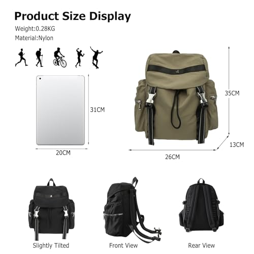 Casual Backpack Women Men Daypack Lightweight Rucksack Waterproof Backpack for Hiking Travel Daily Use Army Green - color: Army Green