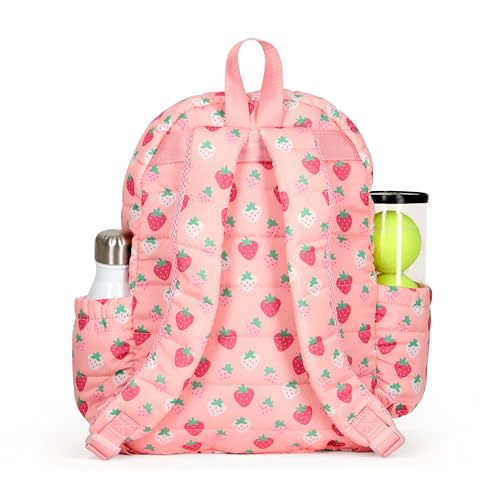 Ame & Lulu Little Love Tennis Backpack - color: Strawberry Puffer