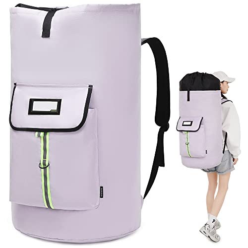 laundry bag backpack,extra-large heavy duty laundry bags,laundry backpack for college students,drawstring closure (Light purple laundry bag backpack) - color: Light Purple Laundry Bag Backpack