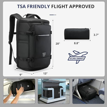 Flight Approved Travel Backpack for Men Women Large Lightweight Carry-on Laptop Backpack 30L Business Backpack Water-Resistant Rucksack Fits 17.3 inch Laptop for College Work Travel with a Small Bag