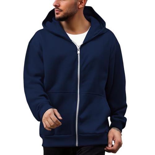 Backpack Hoodie for Men Women Zipper Cardigan Creative Hoodies Lightweight Travel Hooded Sweatshirts with Backpack - color: Navy, size: Large