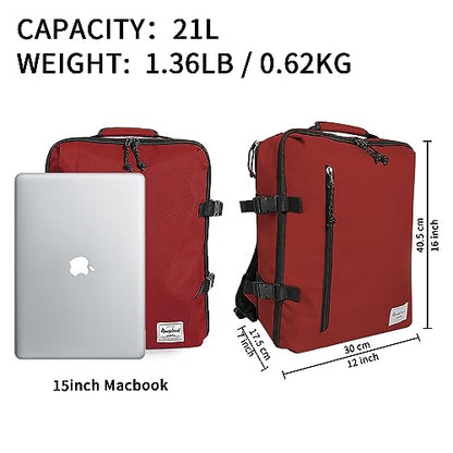 Lightweight Under-seat Backpack for Clothes Travel Overnight Women Men, 15.6 Laptop Minimalist Backpack, Stylish and Casual, Red - color: Red