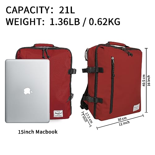 Lightweight Under-seat Backpack for Clothes Travel Overnight Women Men, 15.6 Laptop Minimalist Backpack, Stylish and Casual, Red - color: Red