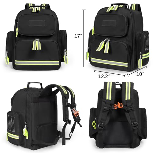 Gatycallaty First Aid Backpack Emergency Medical Backpacks Empty Waterproof Survival Bags Trauma Bag for Nurses Home Car (Black) - color: Black