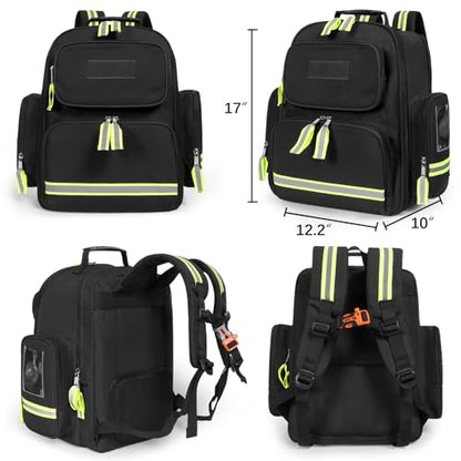 Gatycallaty First Aid Backpack Emergency Medical Backpacks Empty Waterproof Survival Bags Trauma Bag for Nurses Home Car (Black) - color: Black