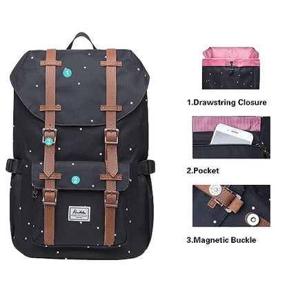 KAUKKO Laptop Outdoor Backpack Traveling Daypack Hiking Rucksack Large Capacity Bag Fits 15.6"(5-7-Blackpoint-NEW) - color: 5-7-blackpoint-new