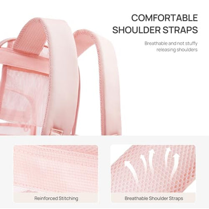 Telena Clear Backpack with Multi-pockets, Heavy Duty TPU Transparent Bag with Reinforced Straps, Large See Through Bookbag for College, Work - Pink - color: 1-pink