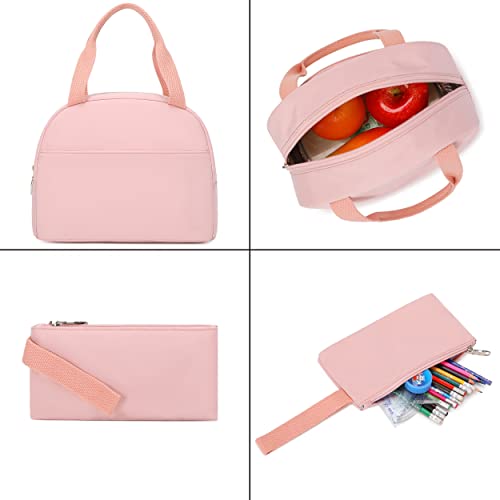 Hey Yoo School Backpack for Girls Backpack with Lunch Box Teen Girl Backpack Set Cute School Bag Bookbag for Teen Girls(Pink) - color: Pink