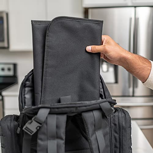 Dad Diaper Bag - Molle-Style Military Diaper Backpack Made of Rugged 900D Waterproof Polyester with Wider Extra-Long Straps, Pouch for Dirty Diapers, Baby Wipes Dispenser & Insulated Bottle Pockets - color: Black
