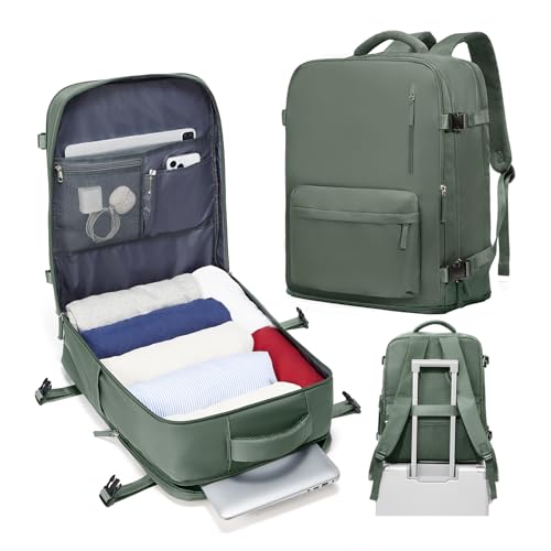 Carry on Travel Backpack for Women Men Large Hiking Laptop College Backpacks Personal Item Bag Waterproof Lightweight Backpack Flight Approved Mochilas de Viaje for Weekender Business,Army Green - color: A5-army Green, size: Large-Regular